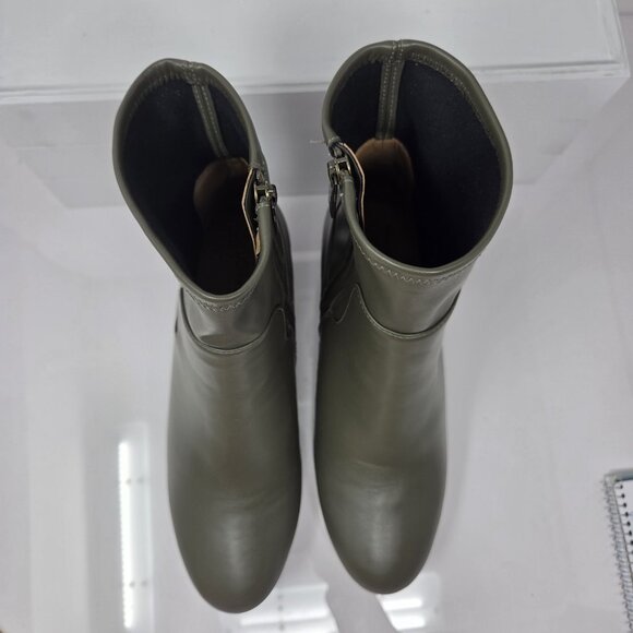 Vionic Ronan Waterproof Womens 9 Boots Military Green Booties Stack Block Heel - Picture 4 of 13